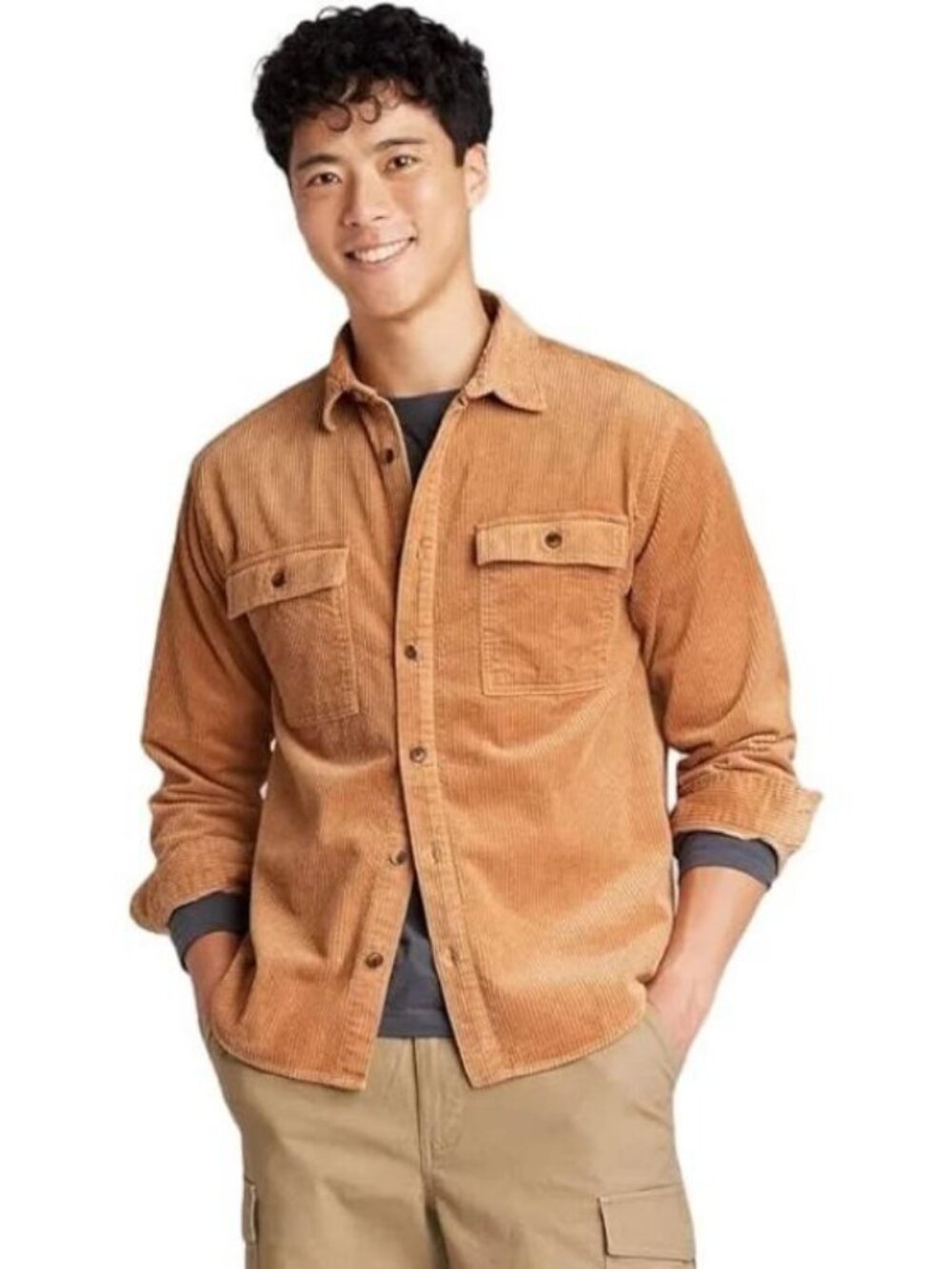 Original Use Corduroy Shirt Jacket Brown Tan Size S